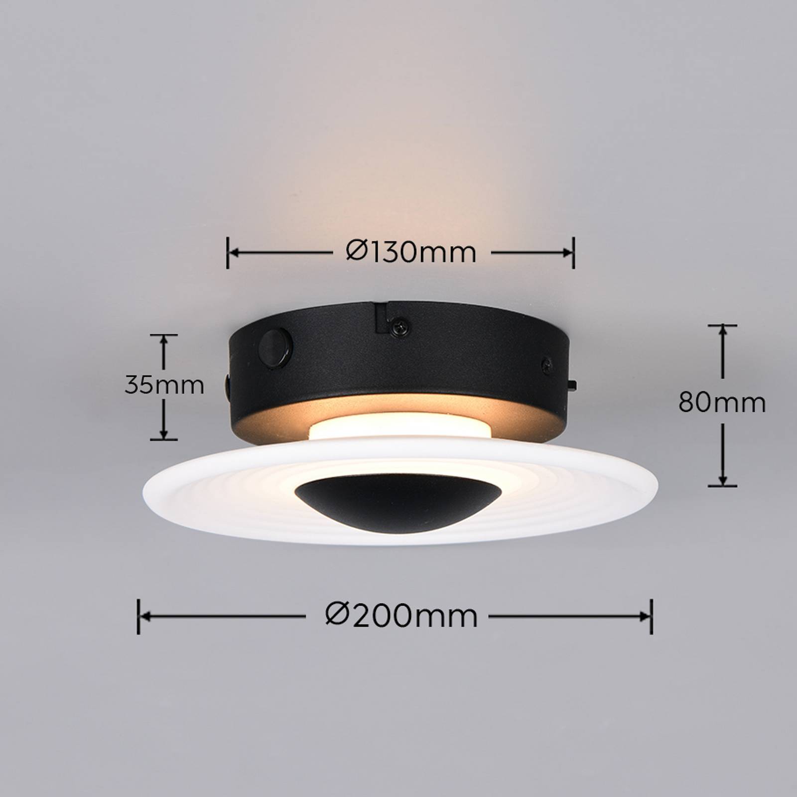 LED-vegglampe Sirena, hvit, Ø 20 cm, glass, CCT