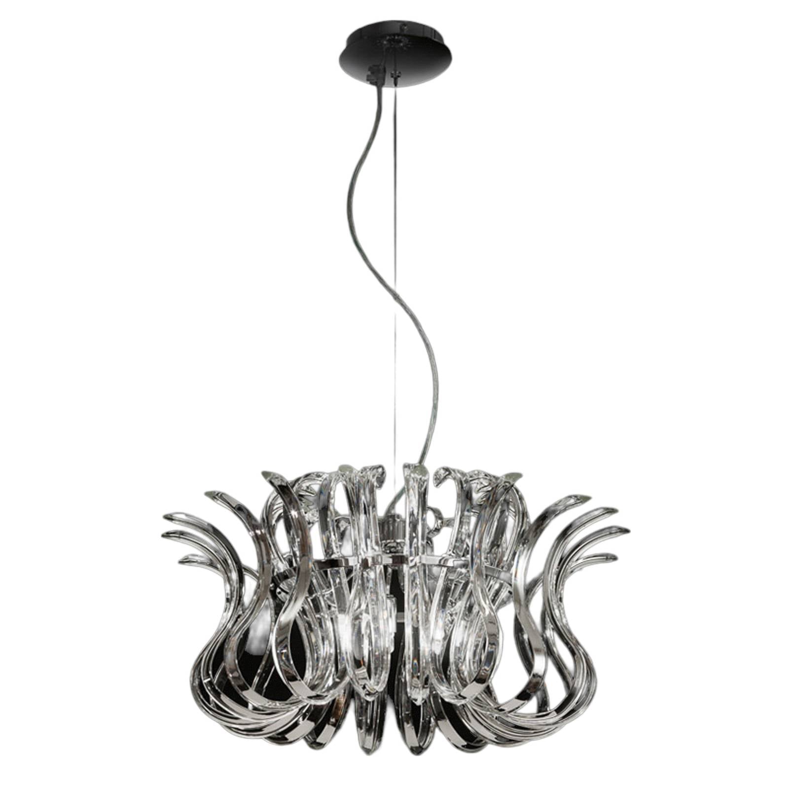 Metallux Durchmesser 50 cm - Glas-Hängeleuchte Wave