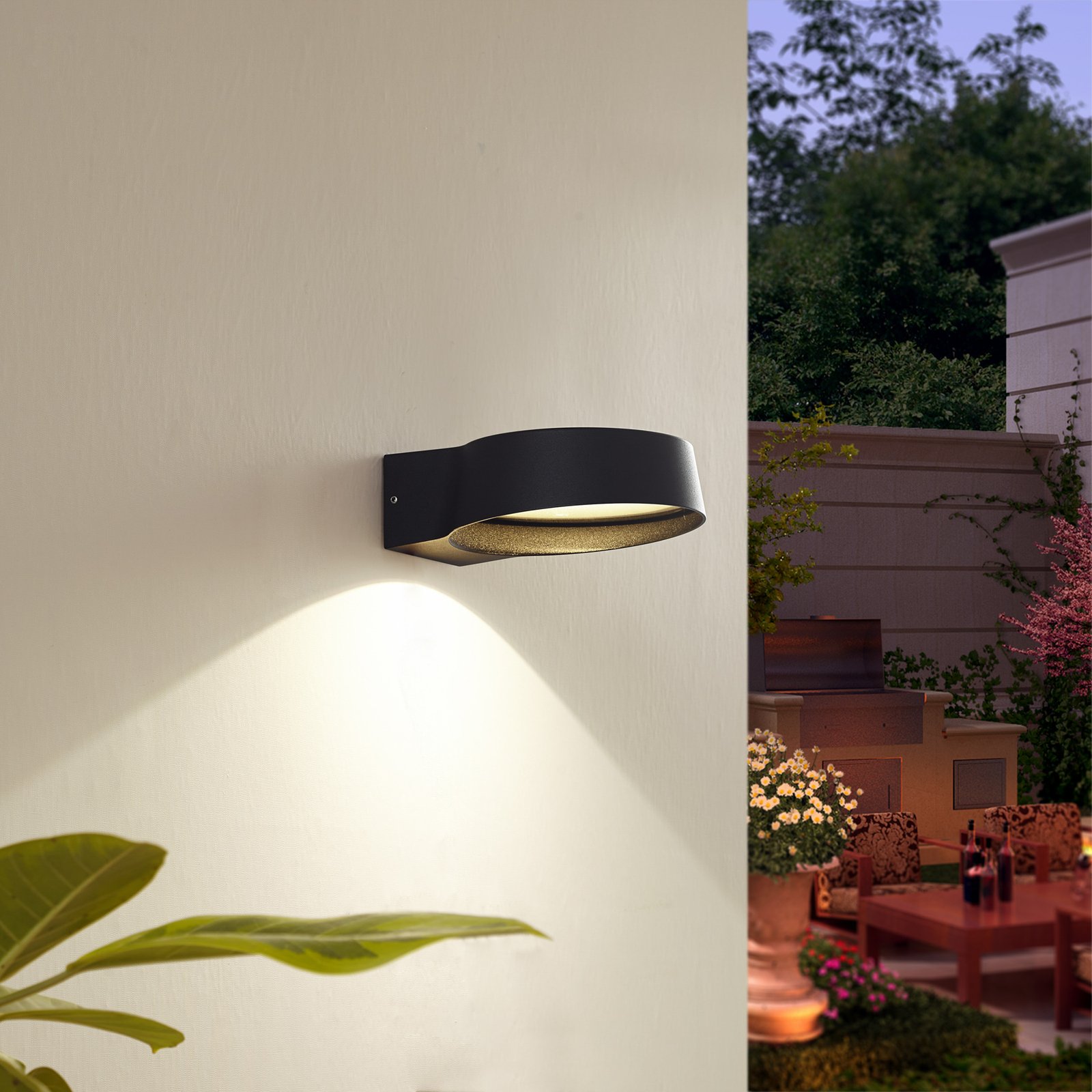 Lindby LED outdoor wall light Jesiba, grey, aluminium, Ø 16.2 cm