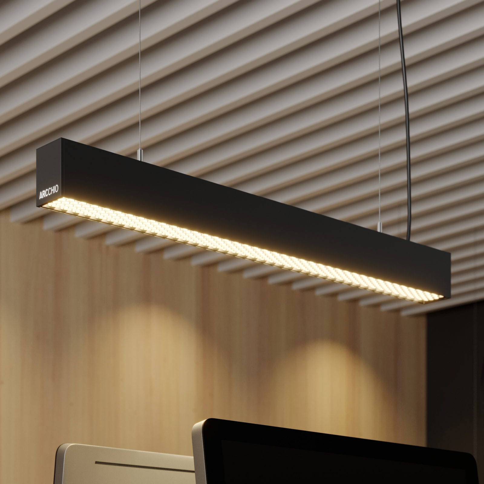 Arcchio Thores LED-Büro-Hängelampe, 85 cm schwarz