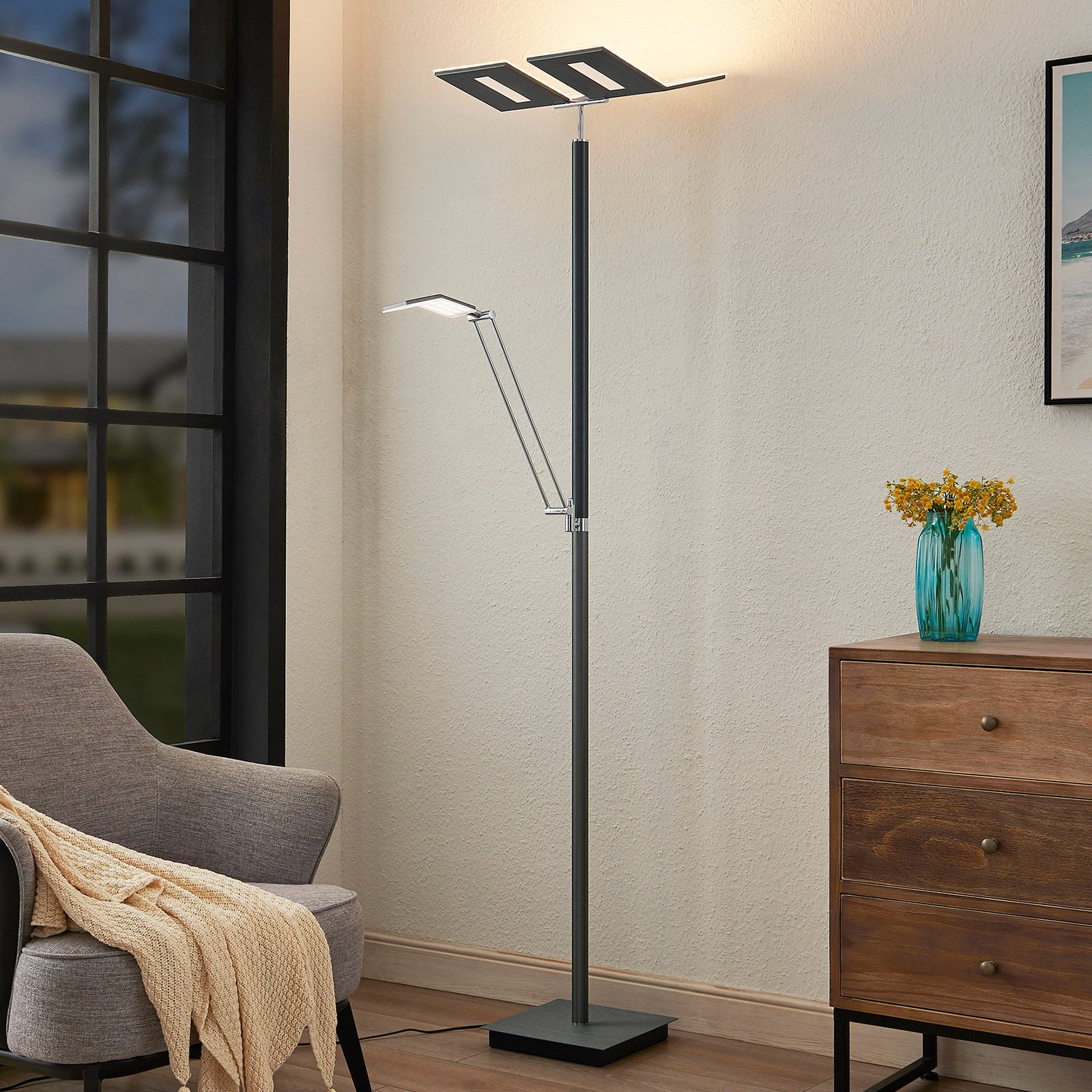 Lucande Handlee lampa stojąca LED, antracytowa