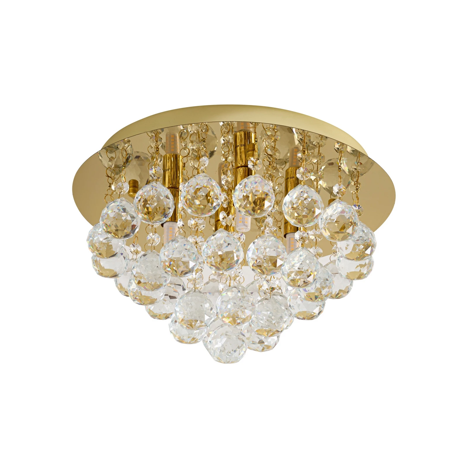 Lindby Deckenleuchte Gillion, 4-flg., gold, Kristall, Ø 35cm