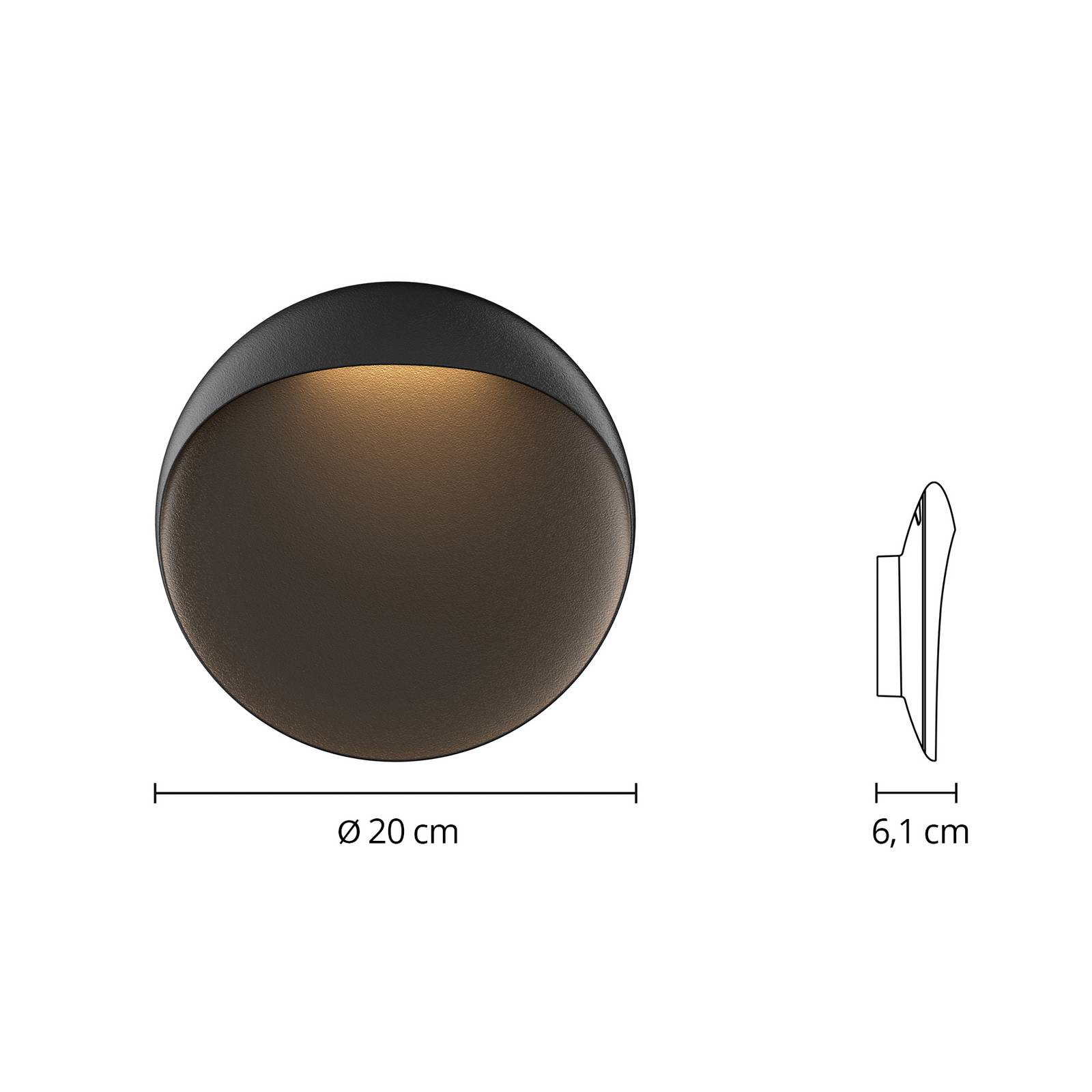 Louis Poulsen Nástěnné LED svítidlo Louis Poulsen Flindt, černé 2 700 K Ø 20 cm