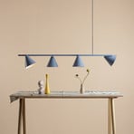 Hanglamp Form 4, blauw, metaal, 4-lamps, kegel, E27