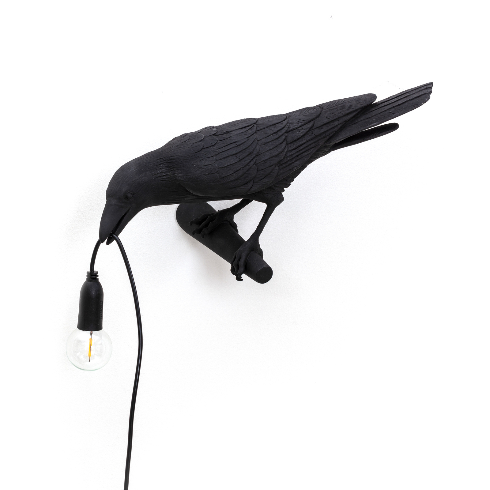 SELETTI Bird Lamp dekorativna svetilka pogled levo črna