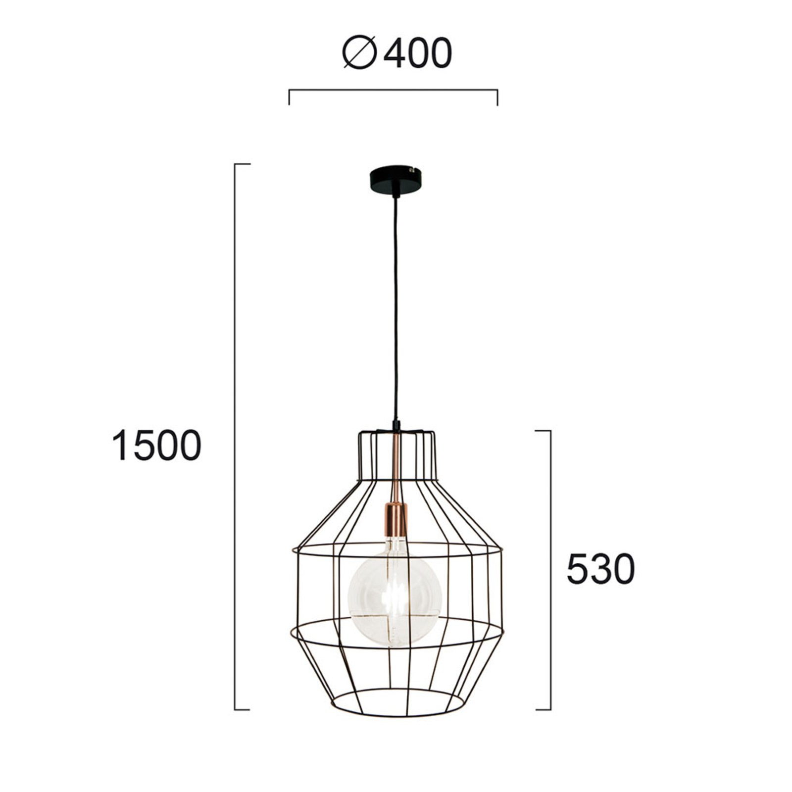 Függő lámpa Nexus ketrec formájú, Ø40 cm