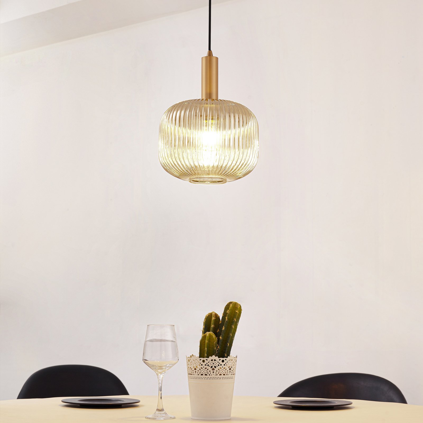 Lindby Doroteo hanglamp, 1-lamp, grijs, glas