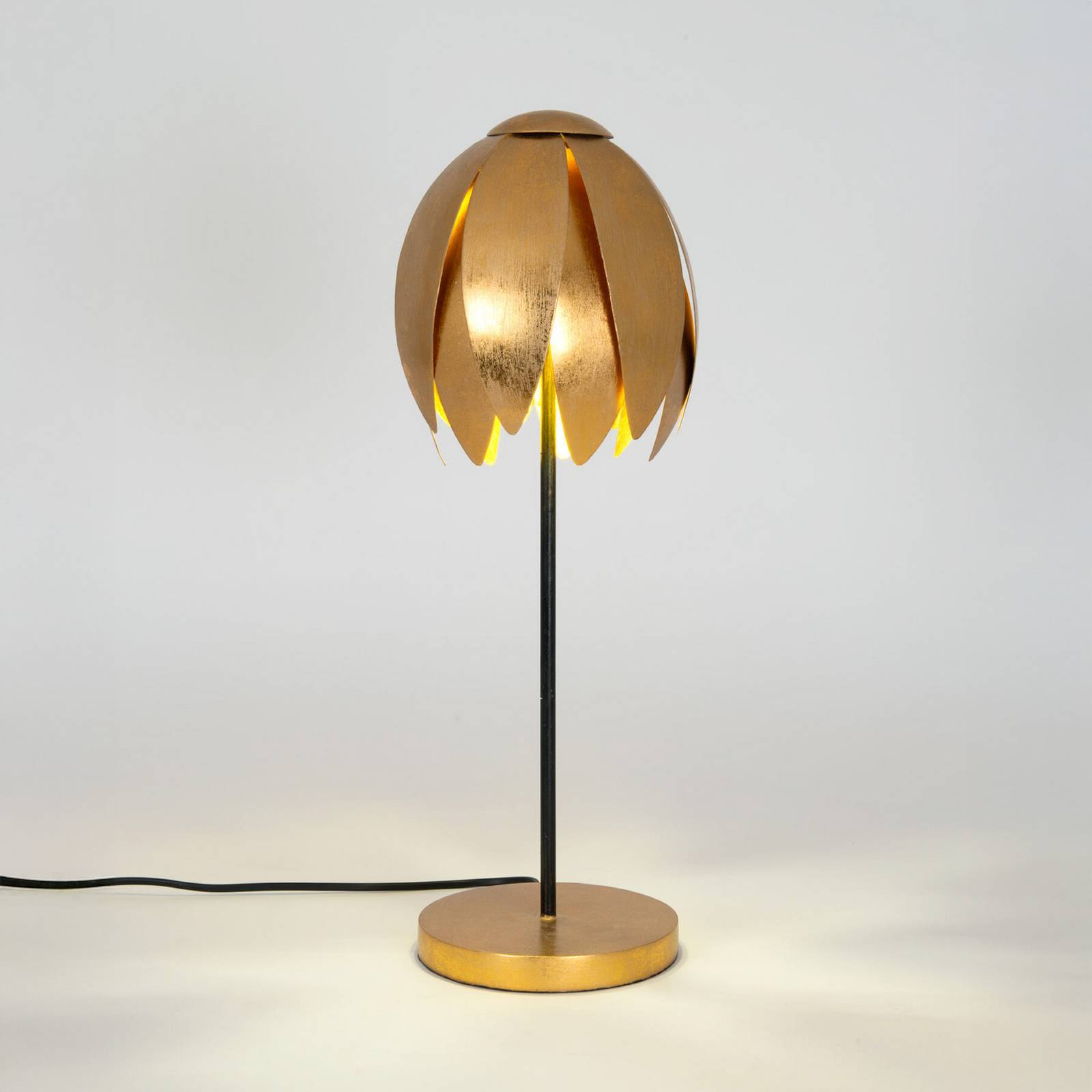 Bordlampe FLORILUME, guldfarvet, højde 50 cm, metal, 2 x G9