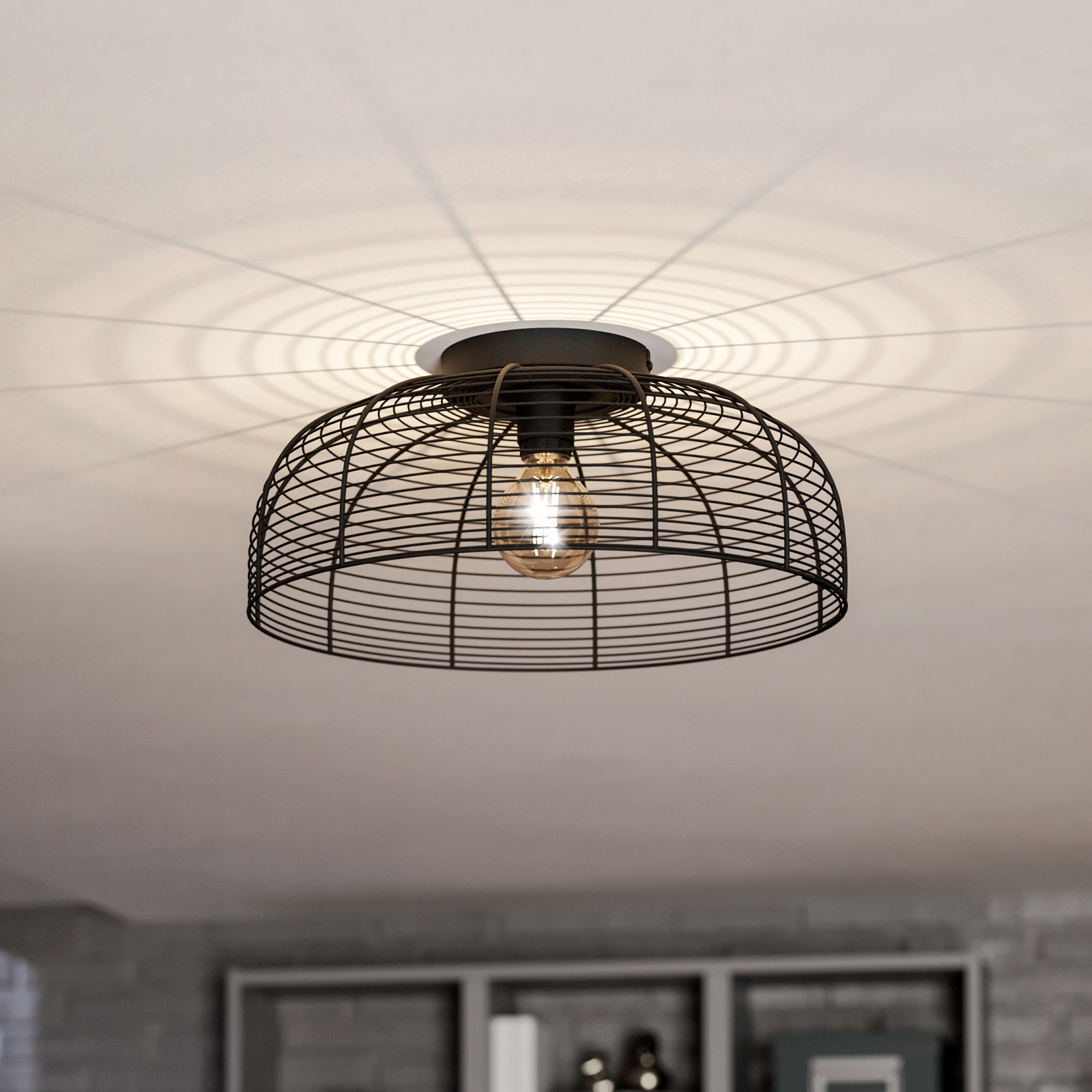 Plafonieră Rinroe, Ø 45 cm, negru, oțel