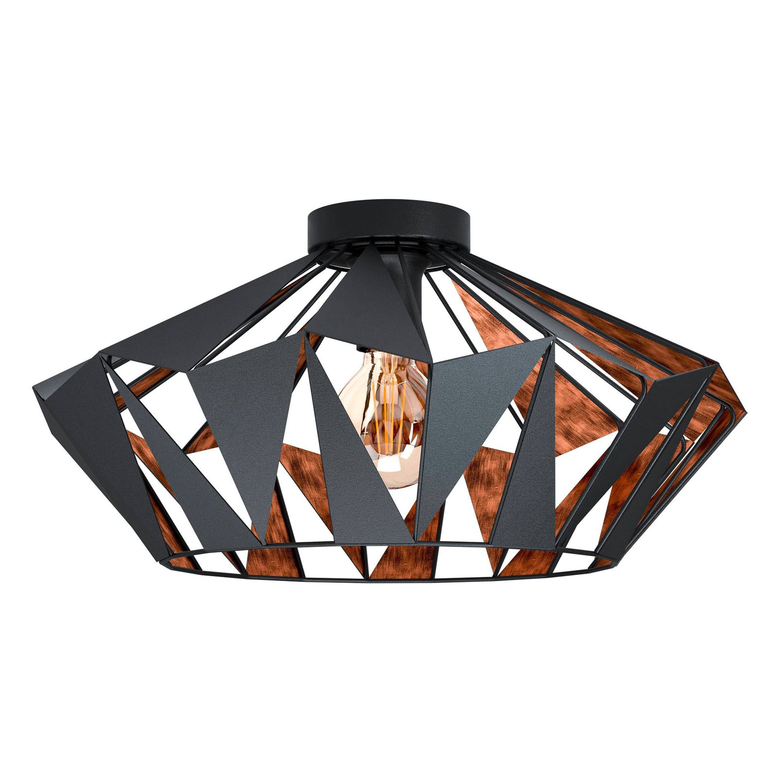 Plafondlamp Carlton, Ø 47 cm, zwart/koper