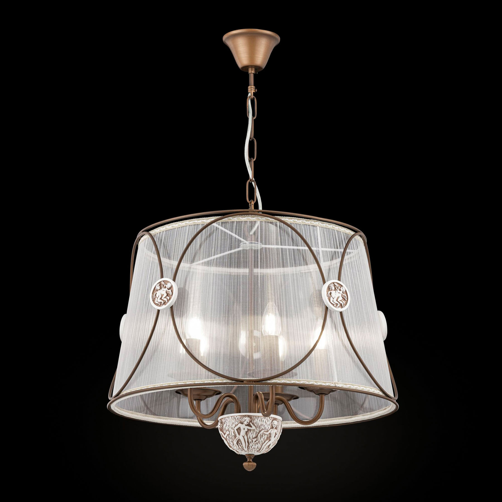 Maytoni Hanging lamp Letizia, translucent organza shade, for Living / Dining Room, metal, organza, E14, 40 W, energy efficiency: A++, H: 44 cm