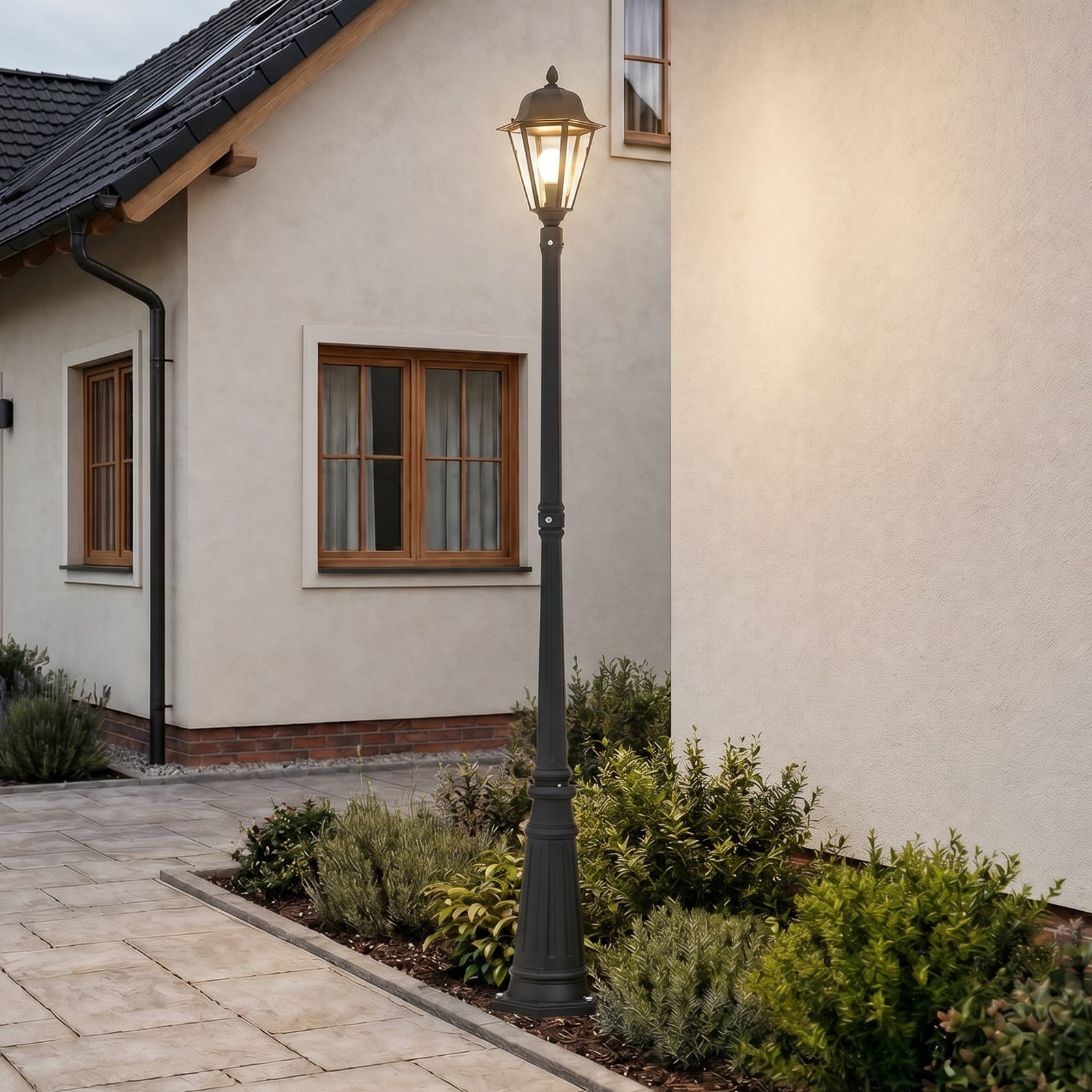 Lindby lampada da esterno Edana, 211 cm, antracite, E27, IP44