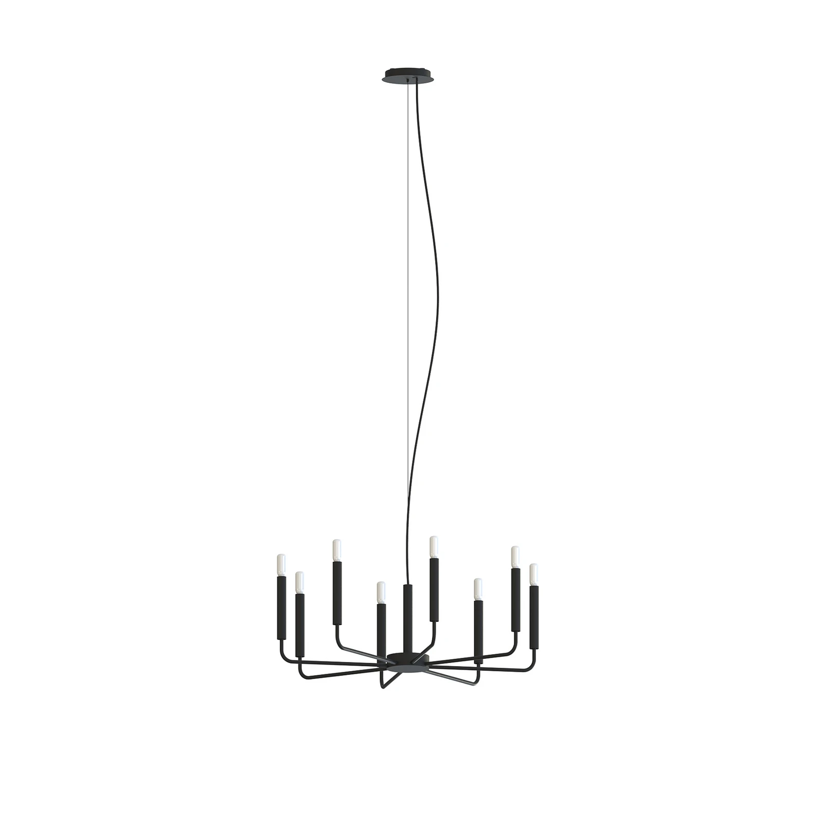 Lámpara de araña ORTO, negro, metal, Ø 73 cm, 8 luces