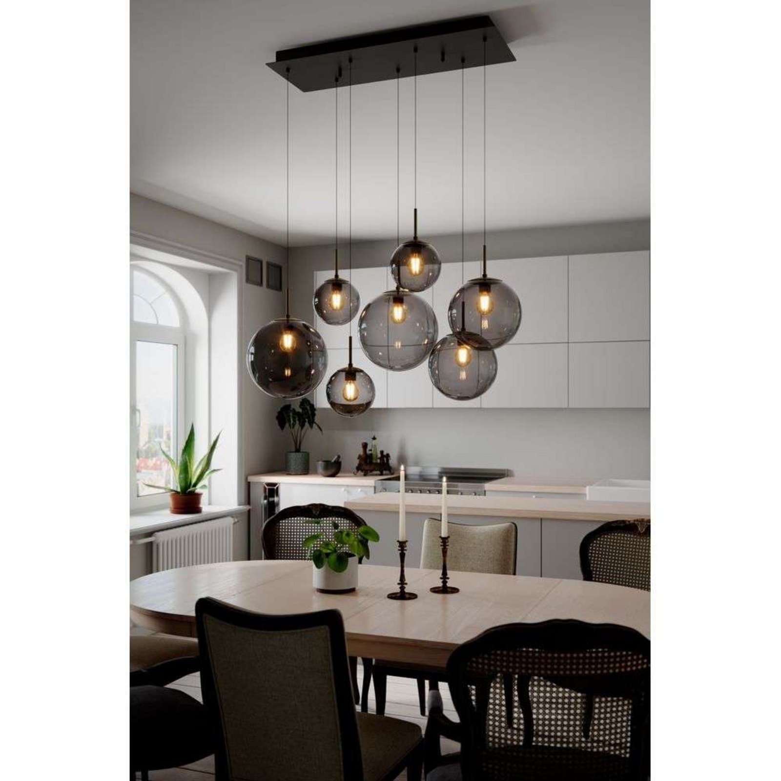 Laura 7 Suspension H153 Noir/Fumé Gris - By Rydéns