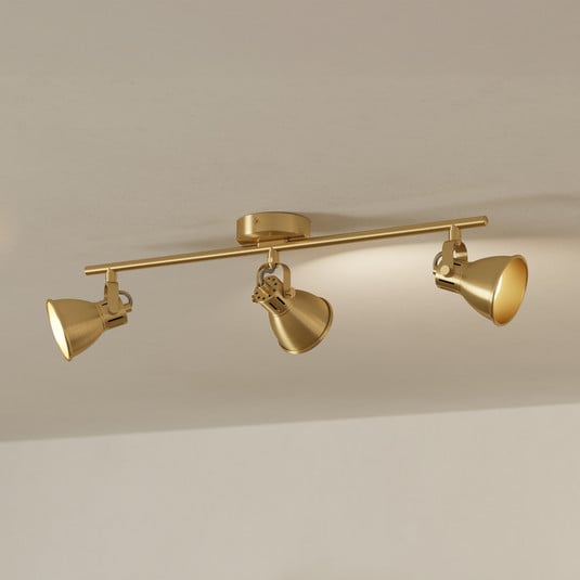 Deckenspot Seras messing-gold gebürstet, 3-flammig