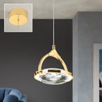 Moon LED pendant, K9 crystal glass, 1-bulb, gold