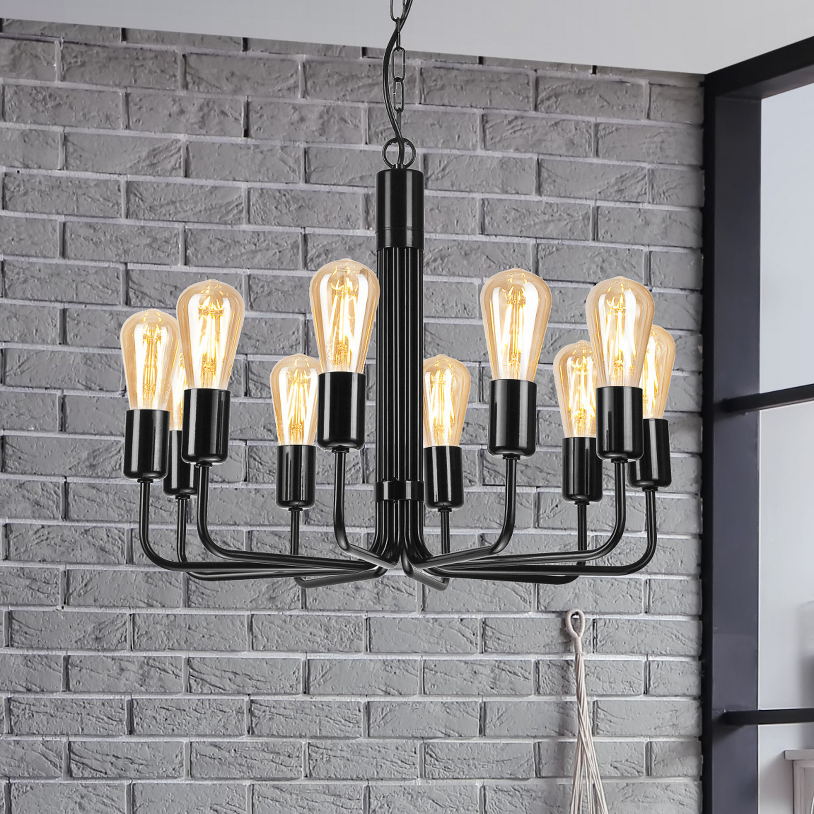 Lamkur Candelabru Malou 10 becuri negru - Camera de zi / sufragerie - Modern - Metal