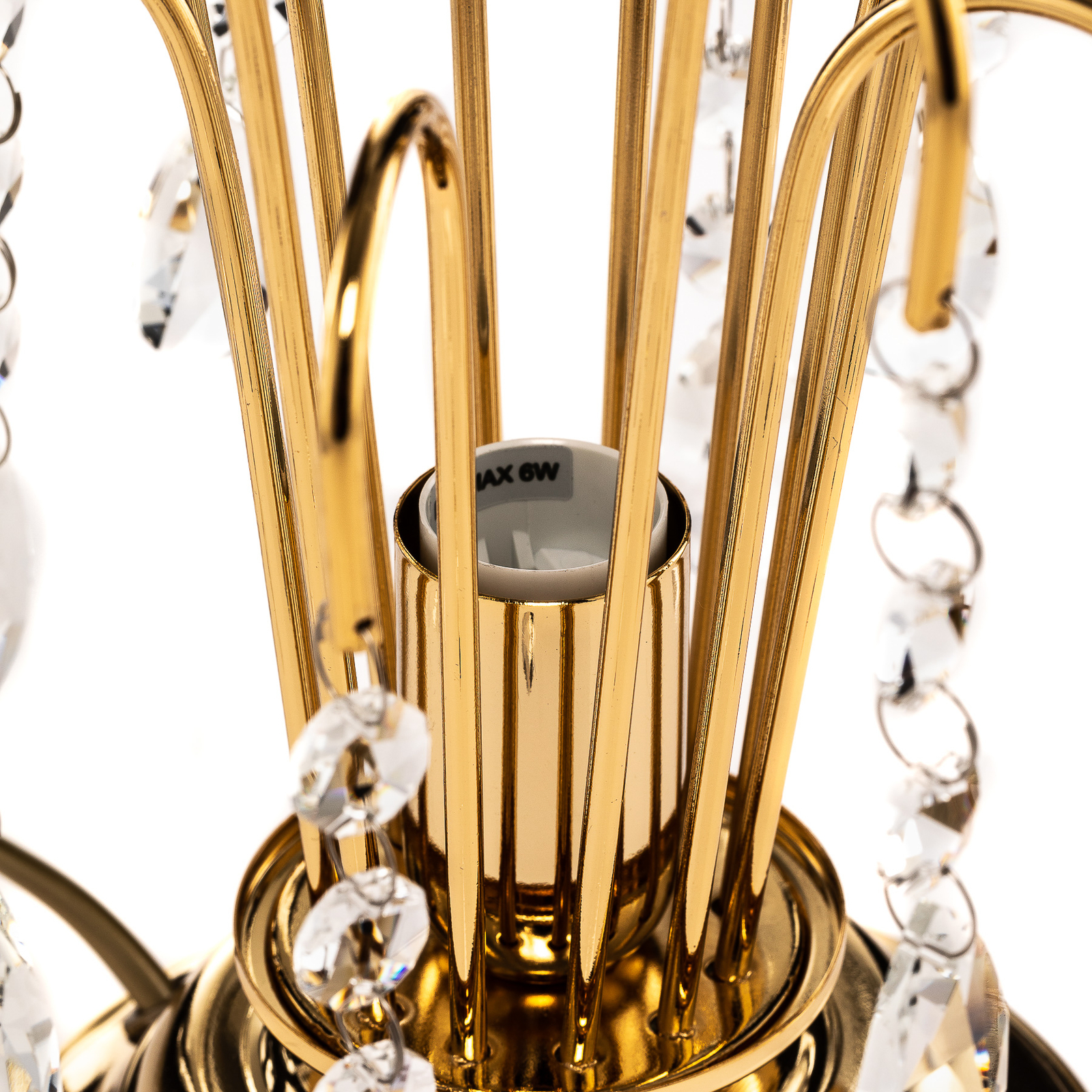 Stolní lampa Pioggia s křišťály, 26 cm, zlatá