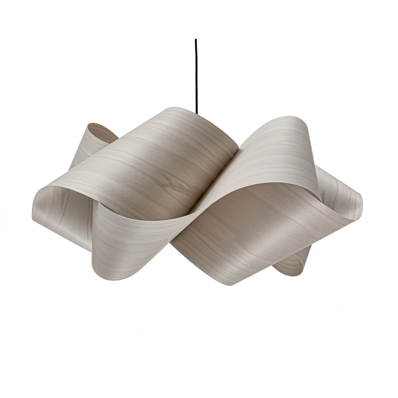 LZF hengelampe Swirl, grå/nikkel, Ø 54 cm, tre