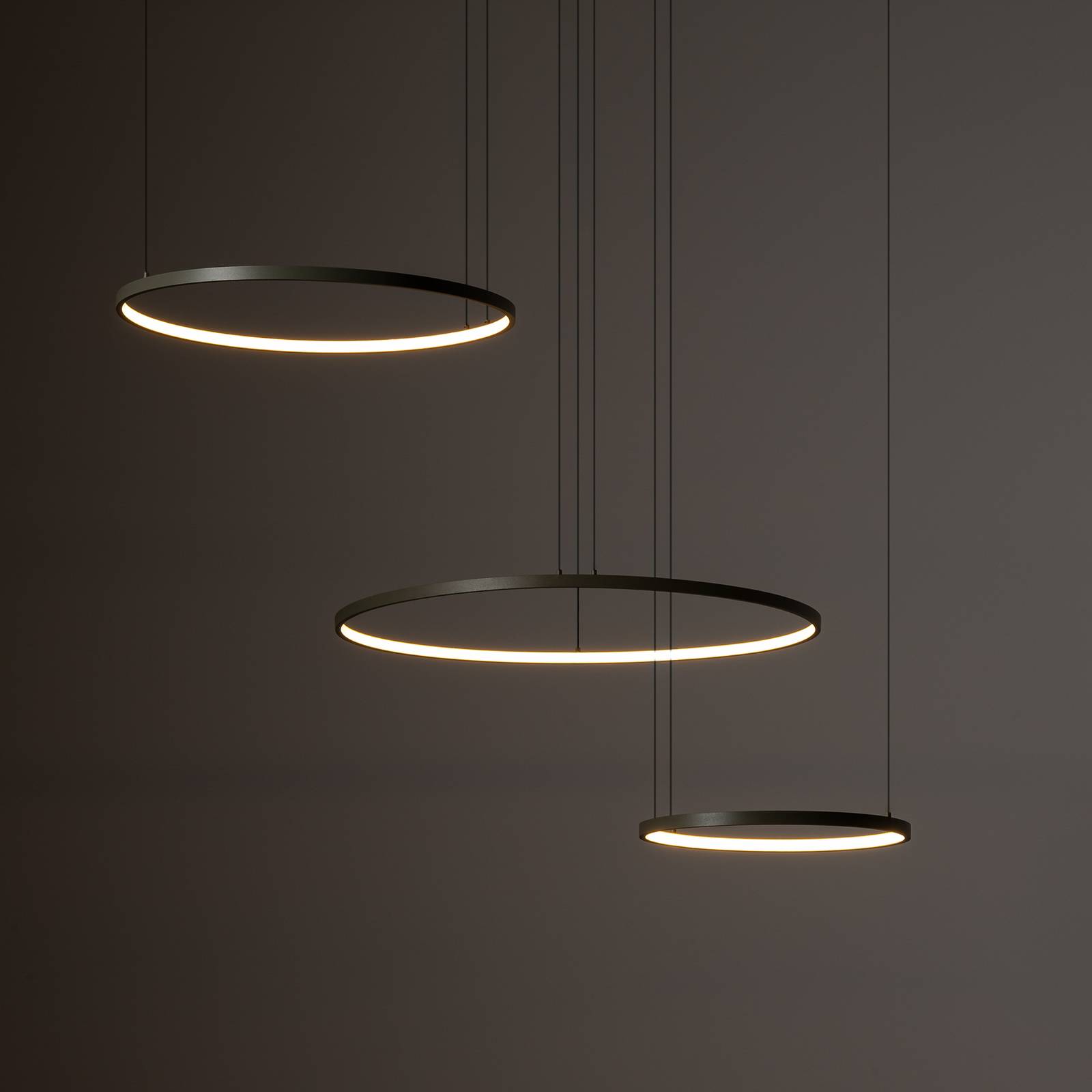 LED-Hängeleuchte CIRCOLO, olivgrün, Ø 30/45/60 cm, 3-flammig günstig online kaufen