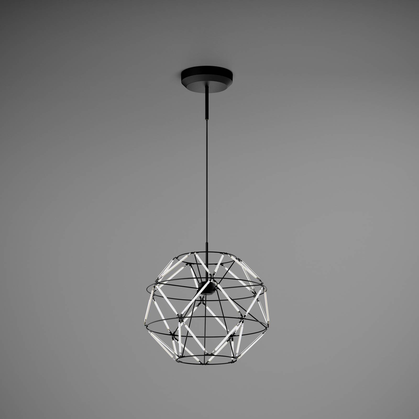 Lampa wisząca LED Euclide, czarna, metalowa, szerokość 35 cm