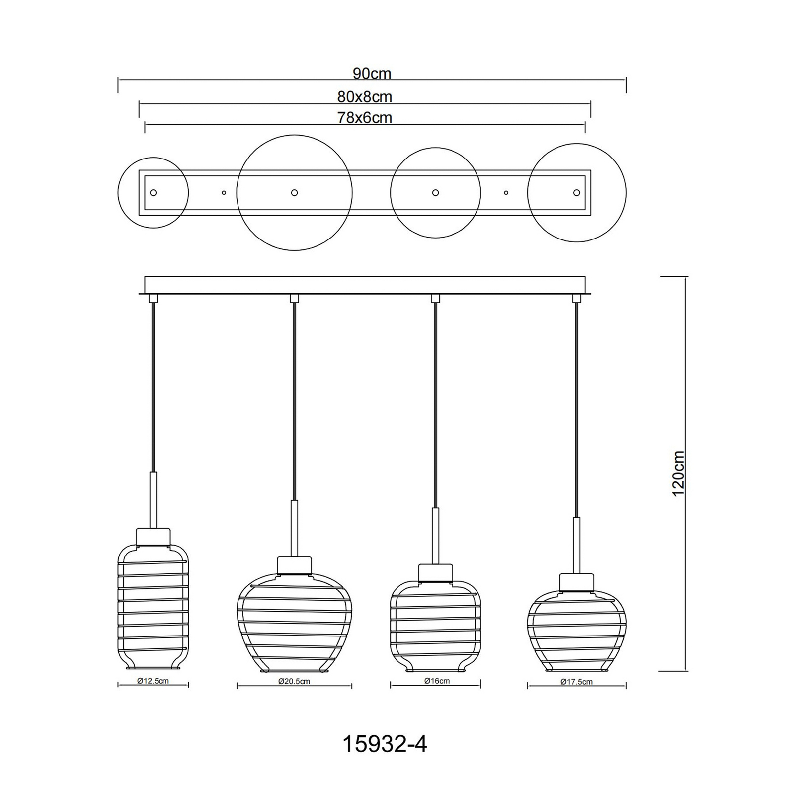 Lampă suspendată Nesa, lungime 90 cm, alb/crom, metal, cu 4 becuri. Lampă suspendată Nesa, lungime 90 cm, alb/crom, metal, cu 4 becuri.