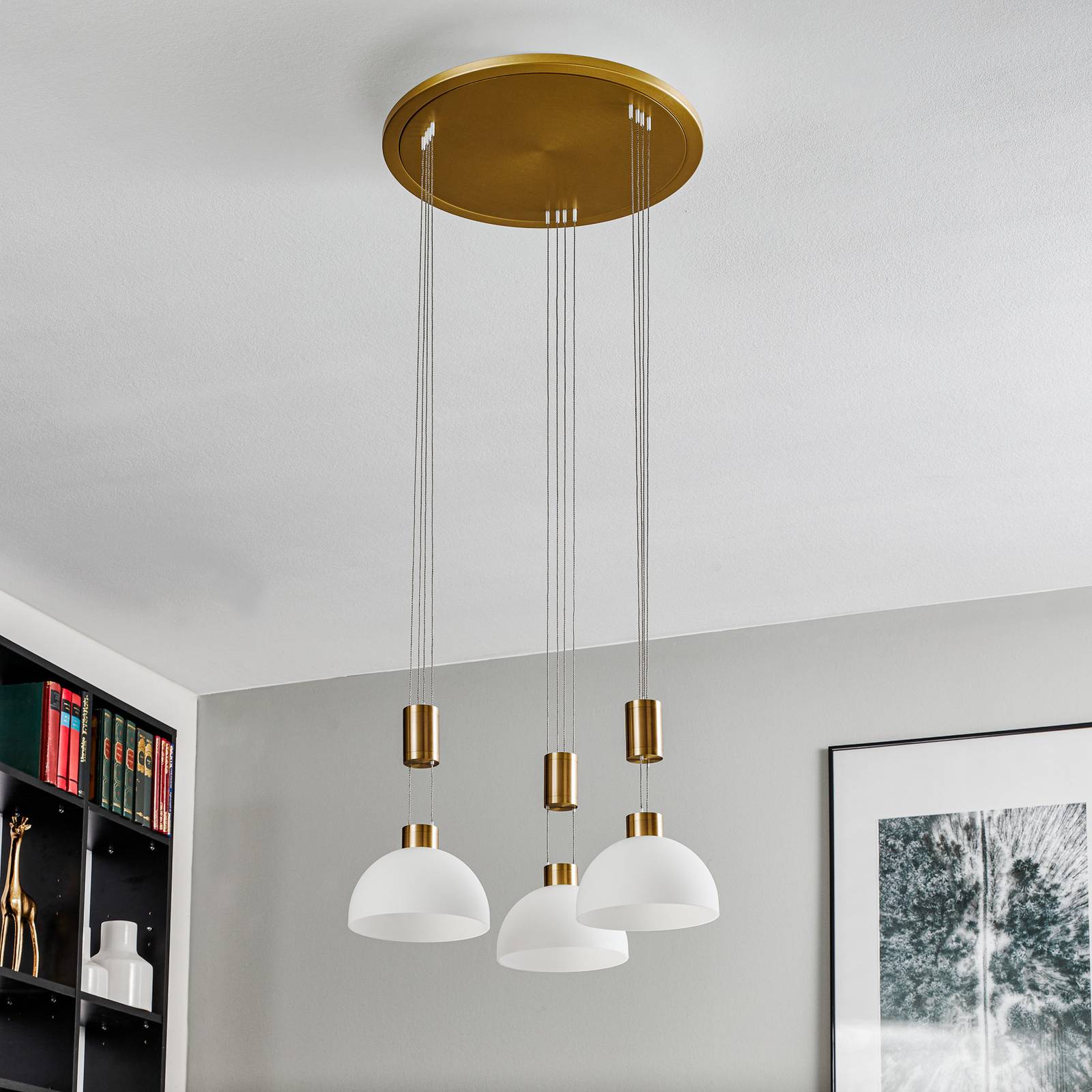 Rothfels Laurena suspension 3 lampes ronde laiton