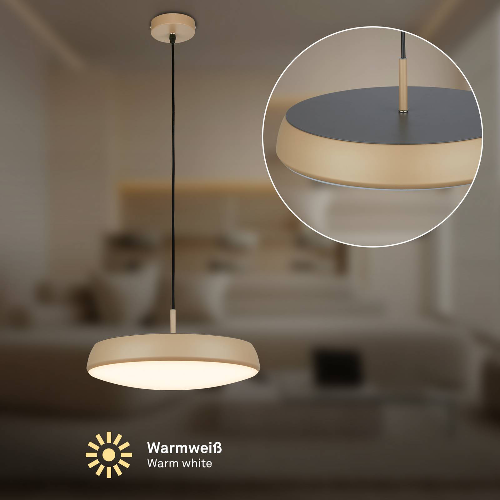 Lámpara colgante LED Nala, beige, metal/plástico, Ø 35 cm Lámpara colgante LED Nala, beige, metal/plástico, Ø 35 cm