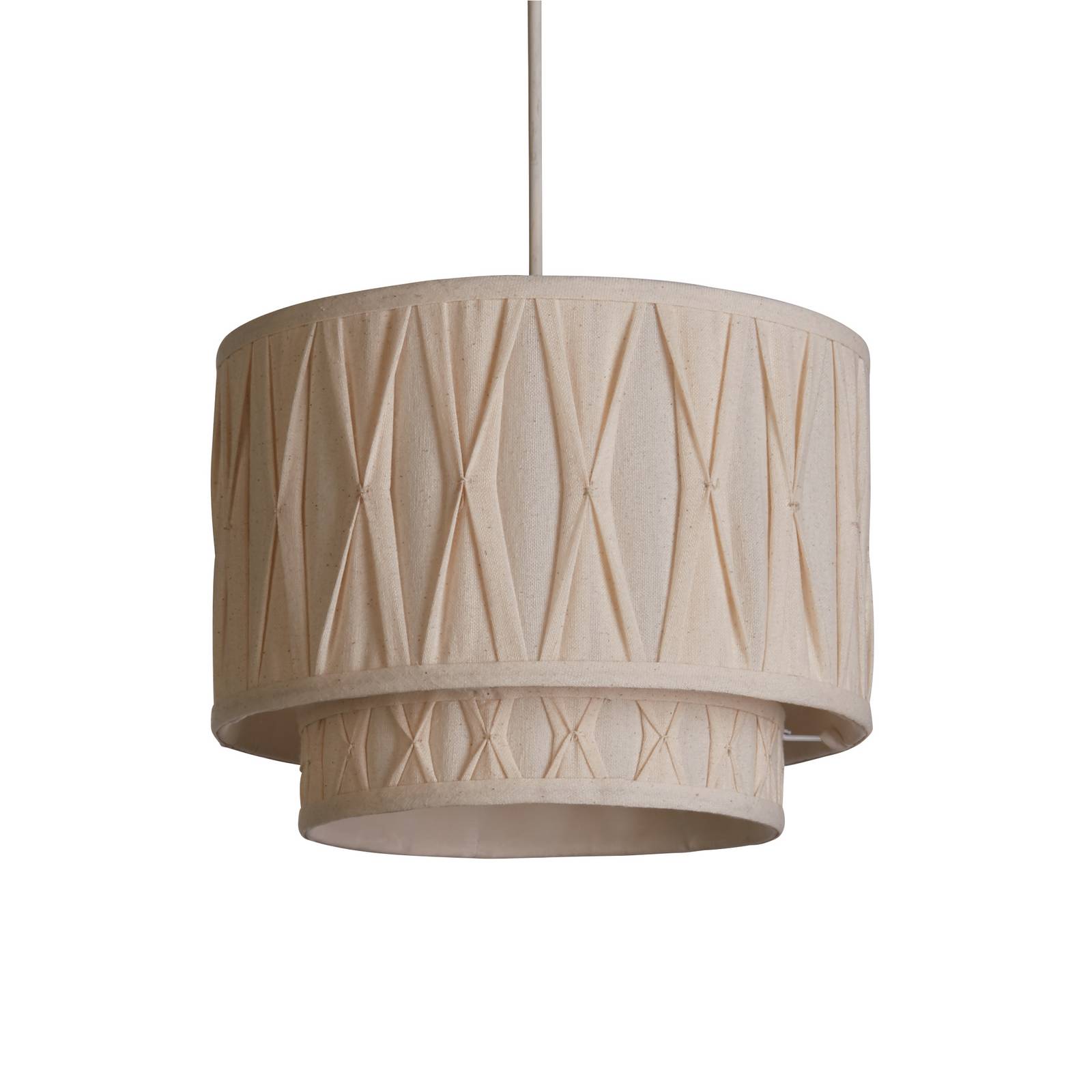 Pendelleuchte Wieka, beige, Leinen, Ø 30 cm, E27