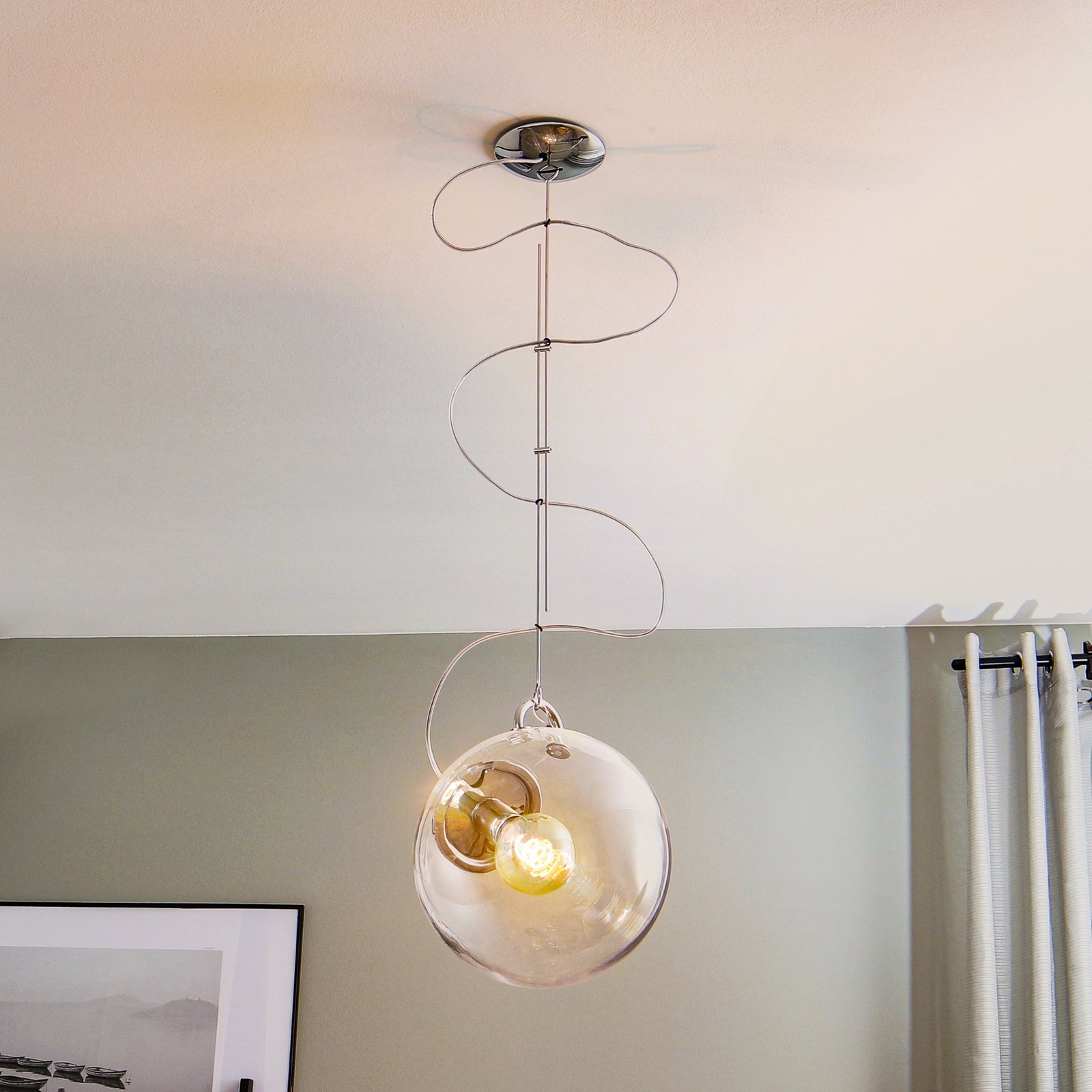 Artemide Miconos glazen hanglamp in chroom