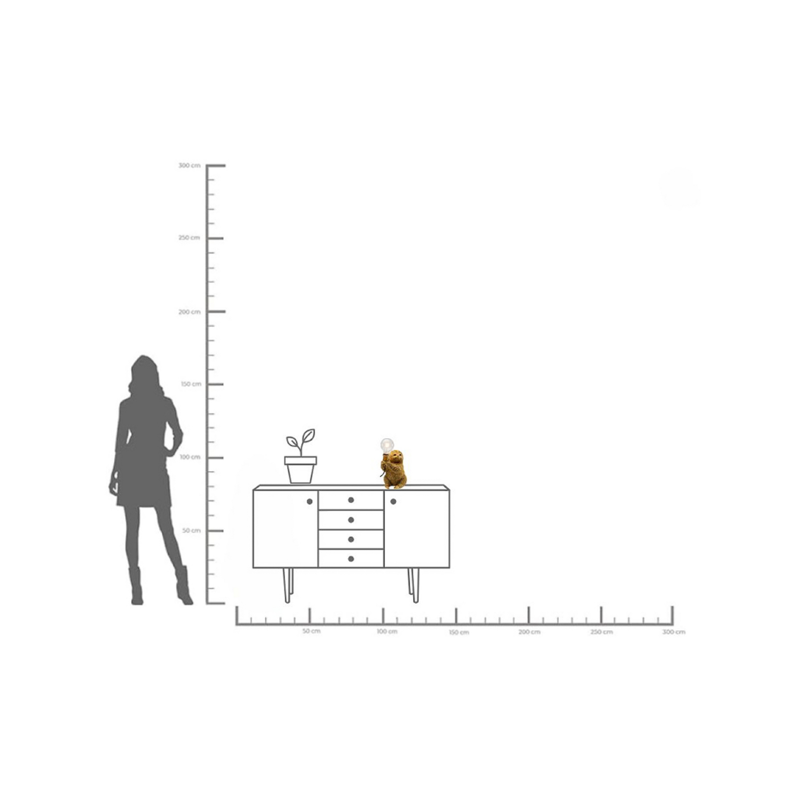 Lampada da tavolo KARE Animal Sloth, color oro, altezza 30 cm, E14