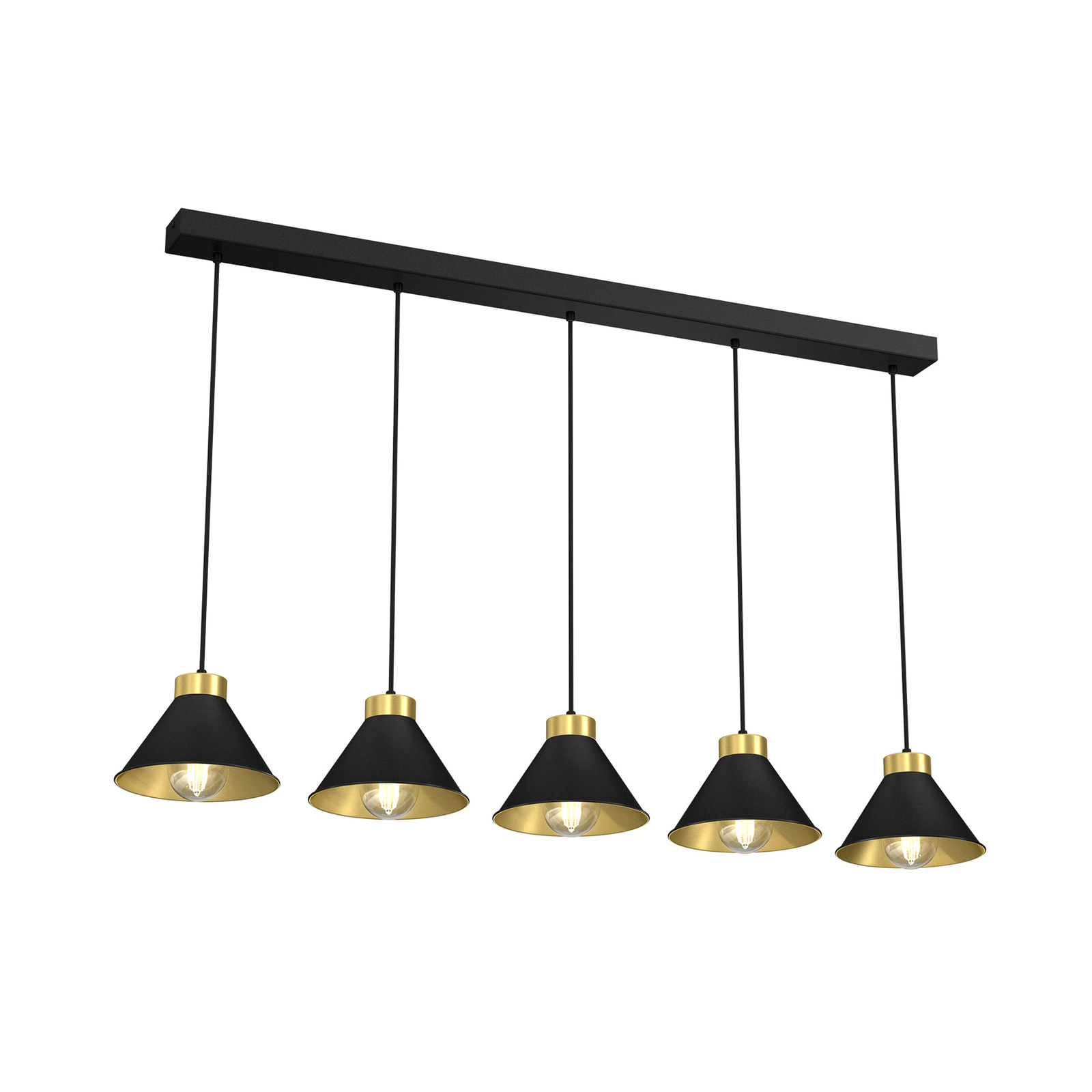 Hängeleuchte Maro, linear, schwarz, fünfflammig