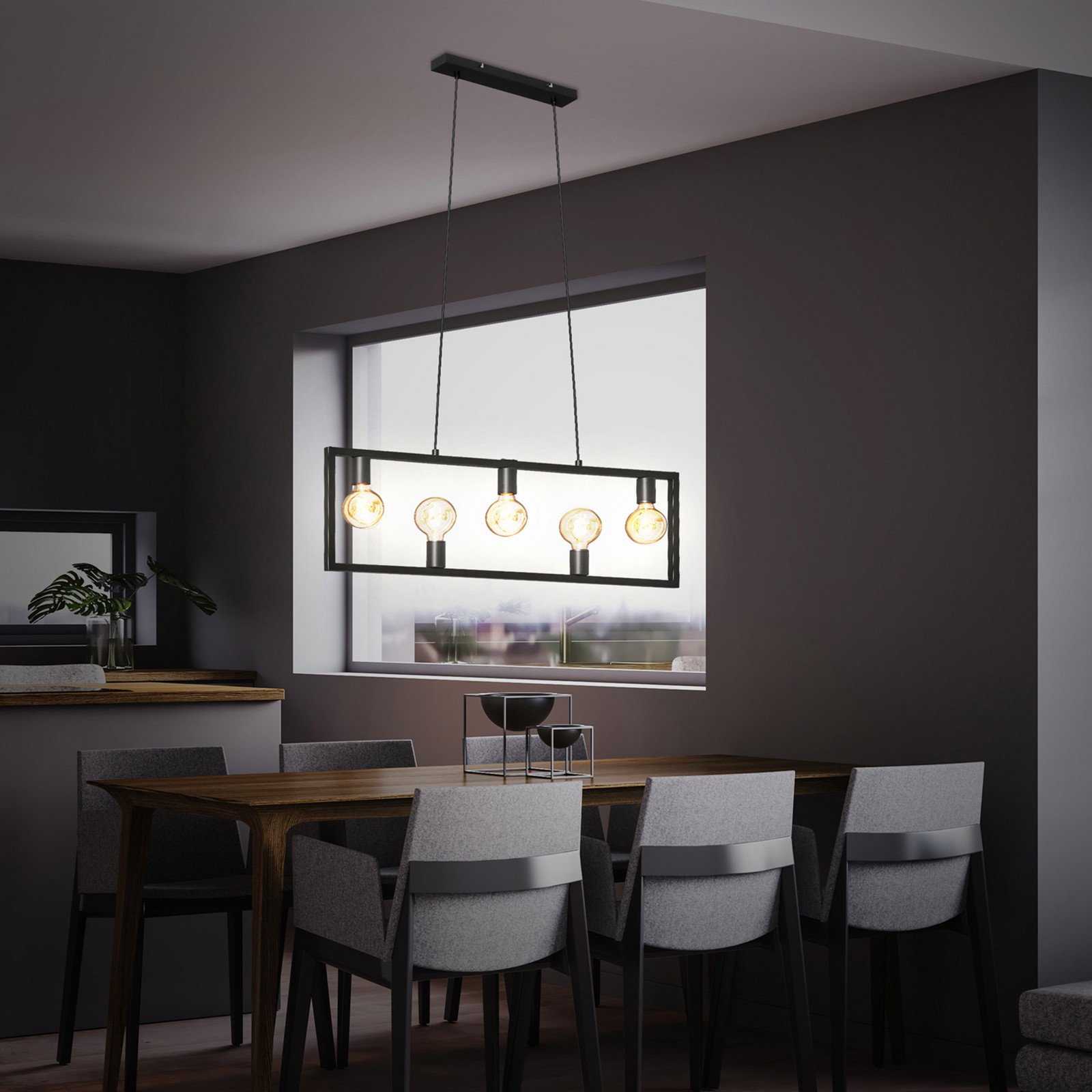 Briloner Kotak Vintage lampă suspendată negru 5 surse - Bucătărie - Metal