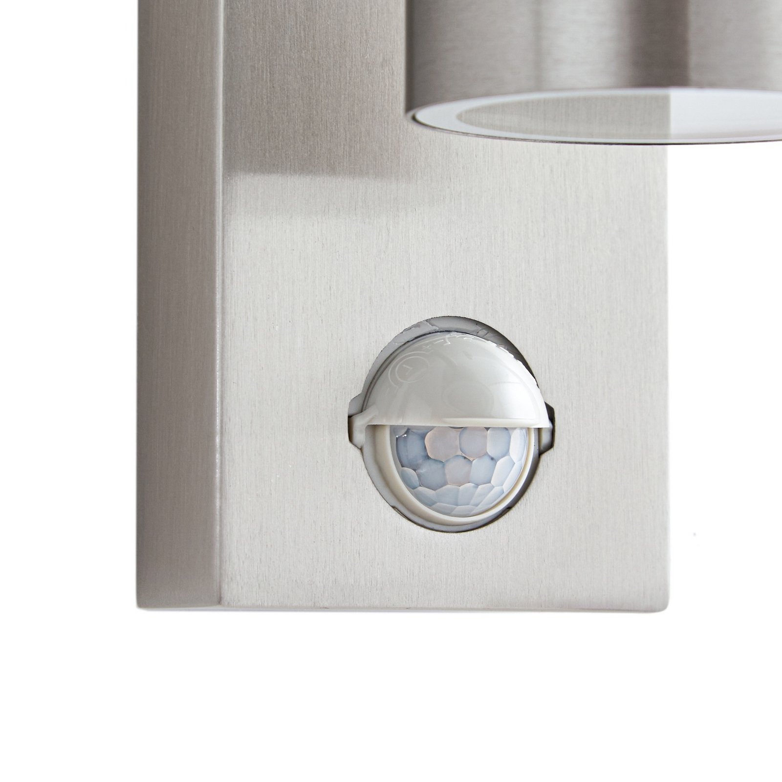 Lindby Applique d'extérieur Eyrin, hauteur 22 cm, acier inoxydable, capteur