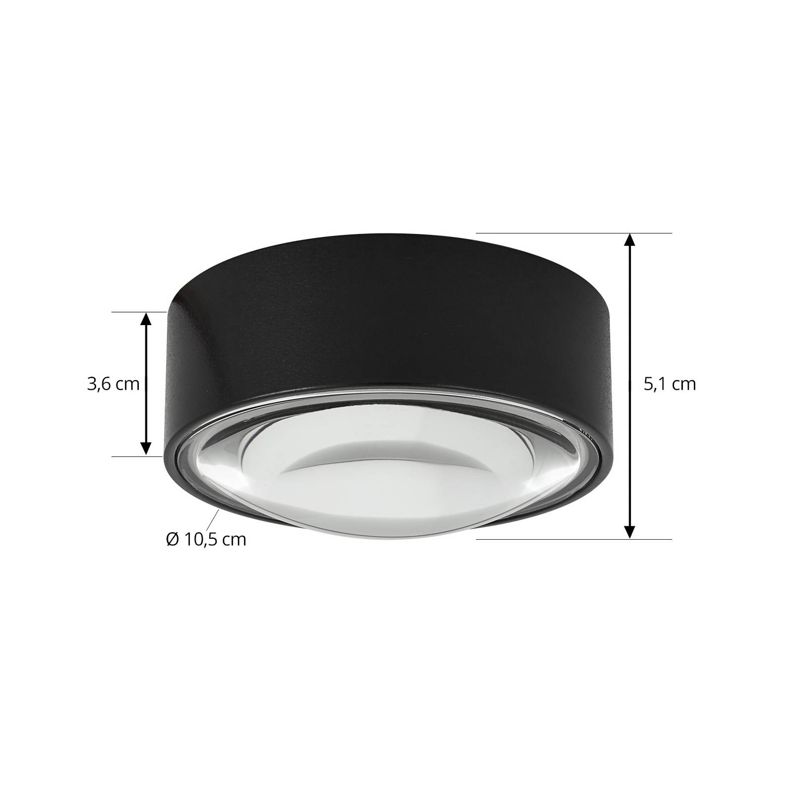 Lindby Downlight LED Siaka, czarny, metal, Ø 5 cm, IP65