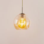 Hanglamp Balls m amberkleur. glazen bol 25cm