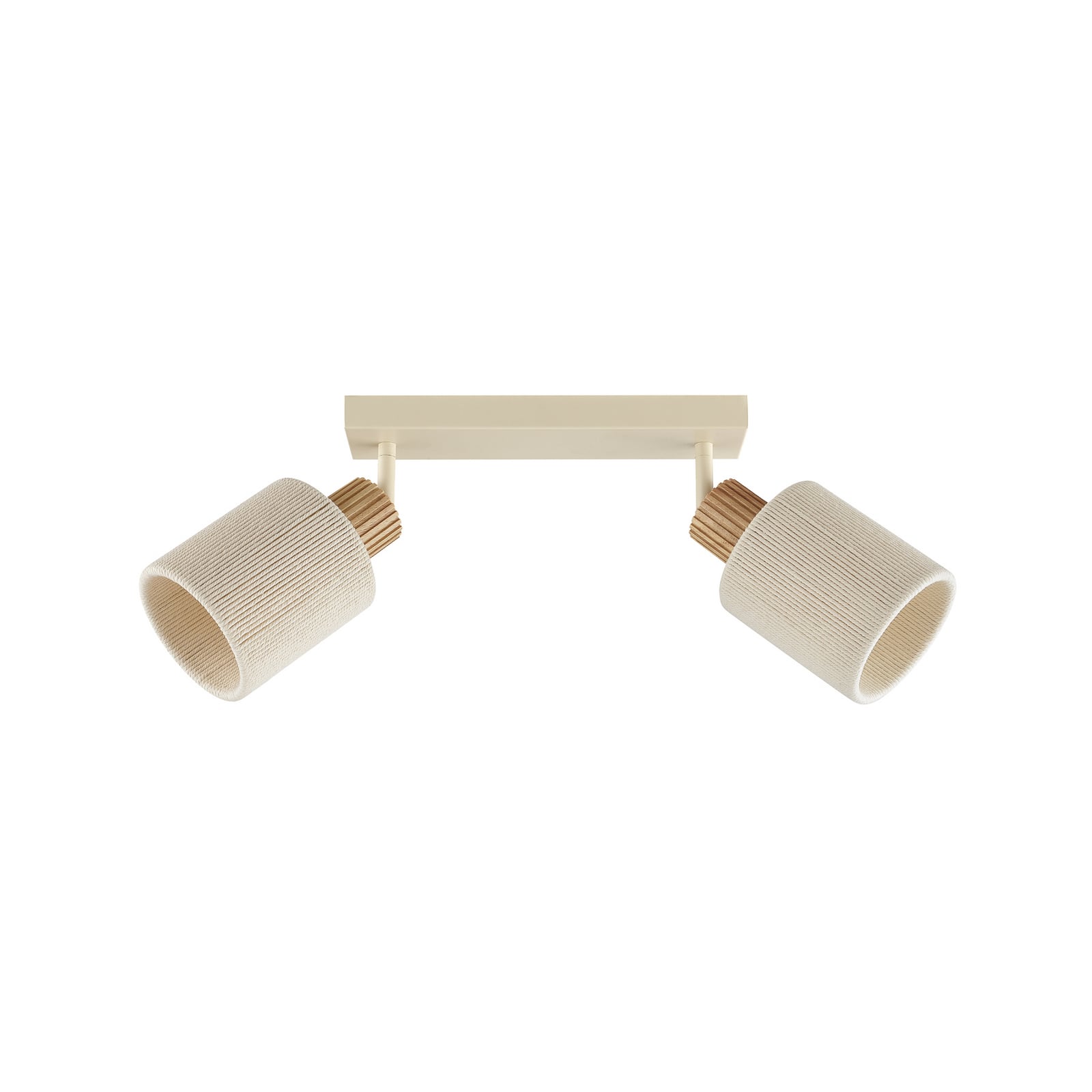 Plafondlamp Arlo, beige, textiel, lengte 62 cm, 2-lamps