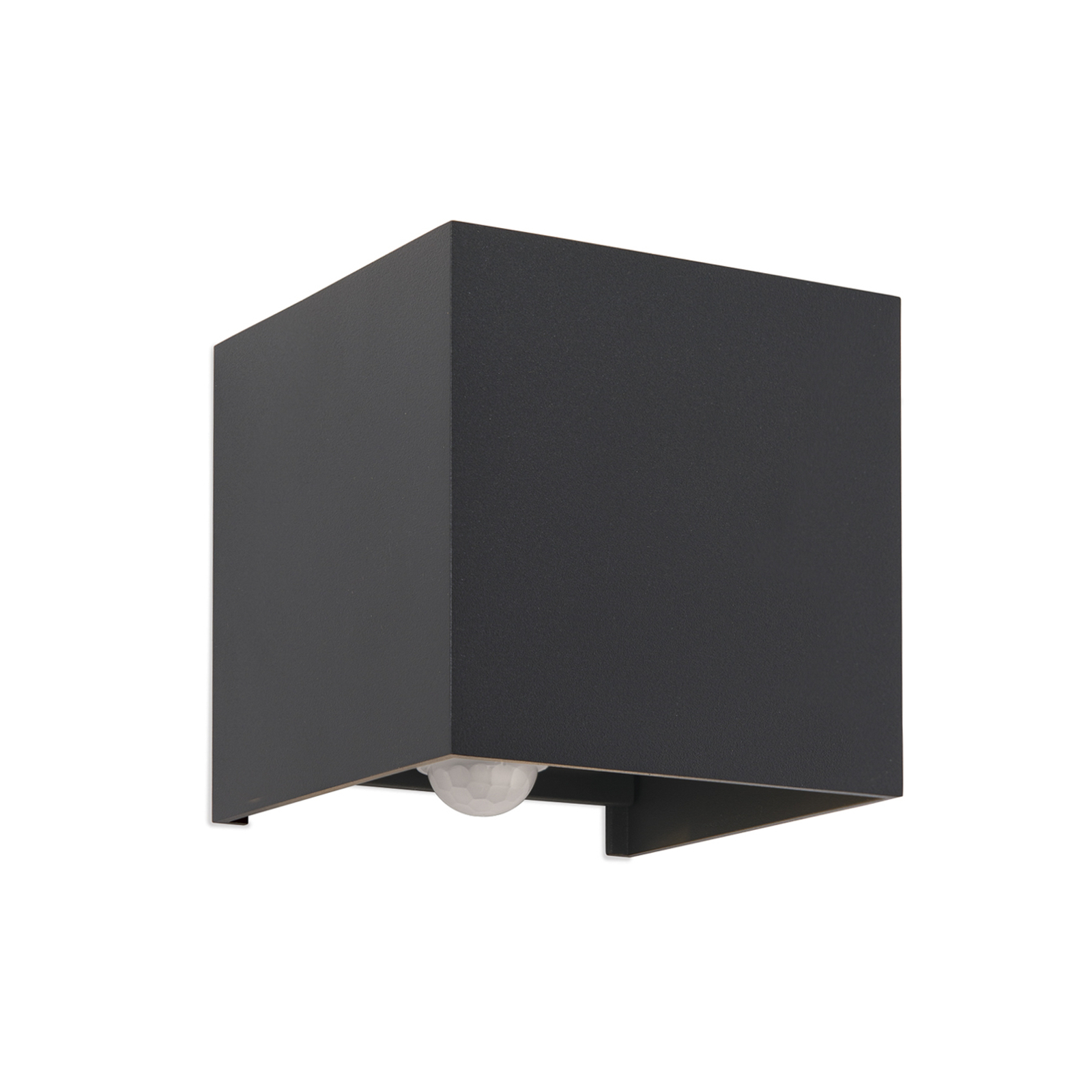 LED outdoor wall light Cube-S, anthracite, metal, sensor