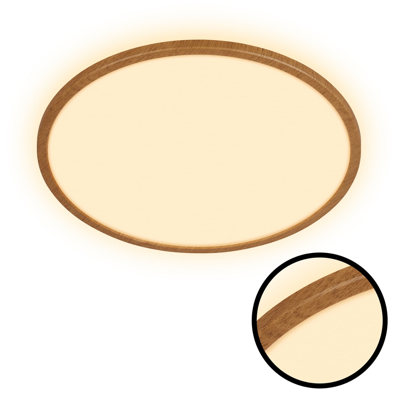 LED-taklampa Tava Wood, Ø 42 cm, plast, 3 000 K