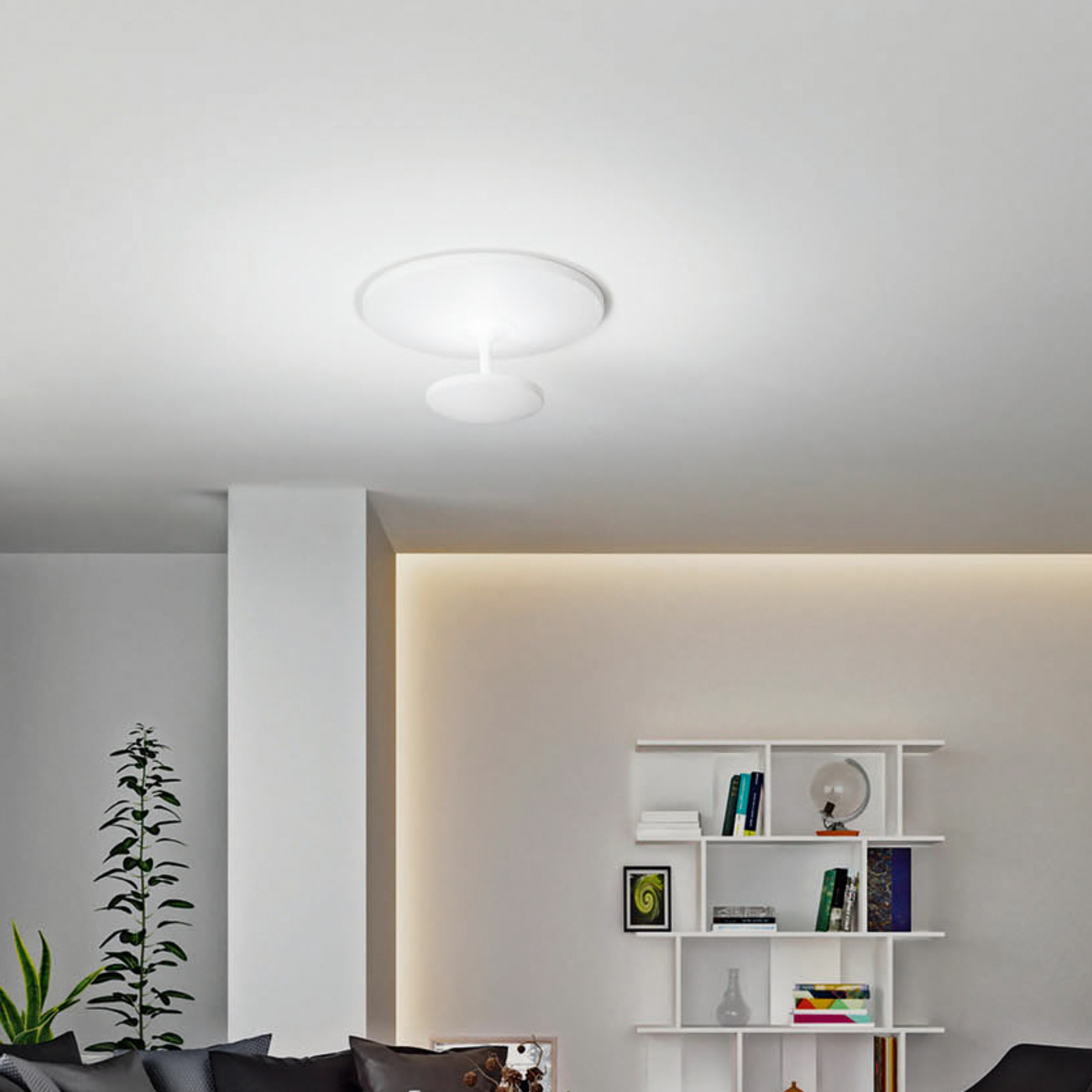 LED stropní svítidlo Conrad, bílé, Ø 50 cm, kov, stmívatelné
