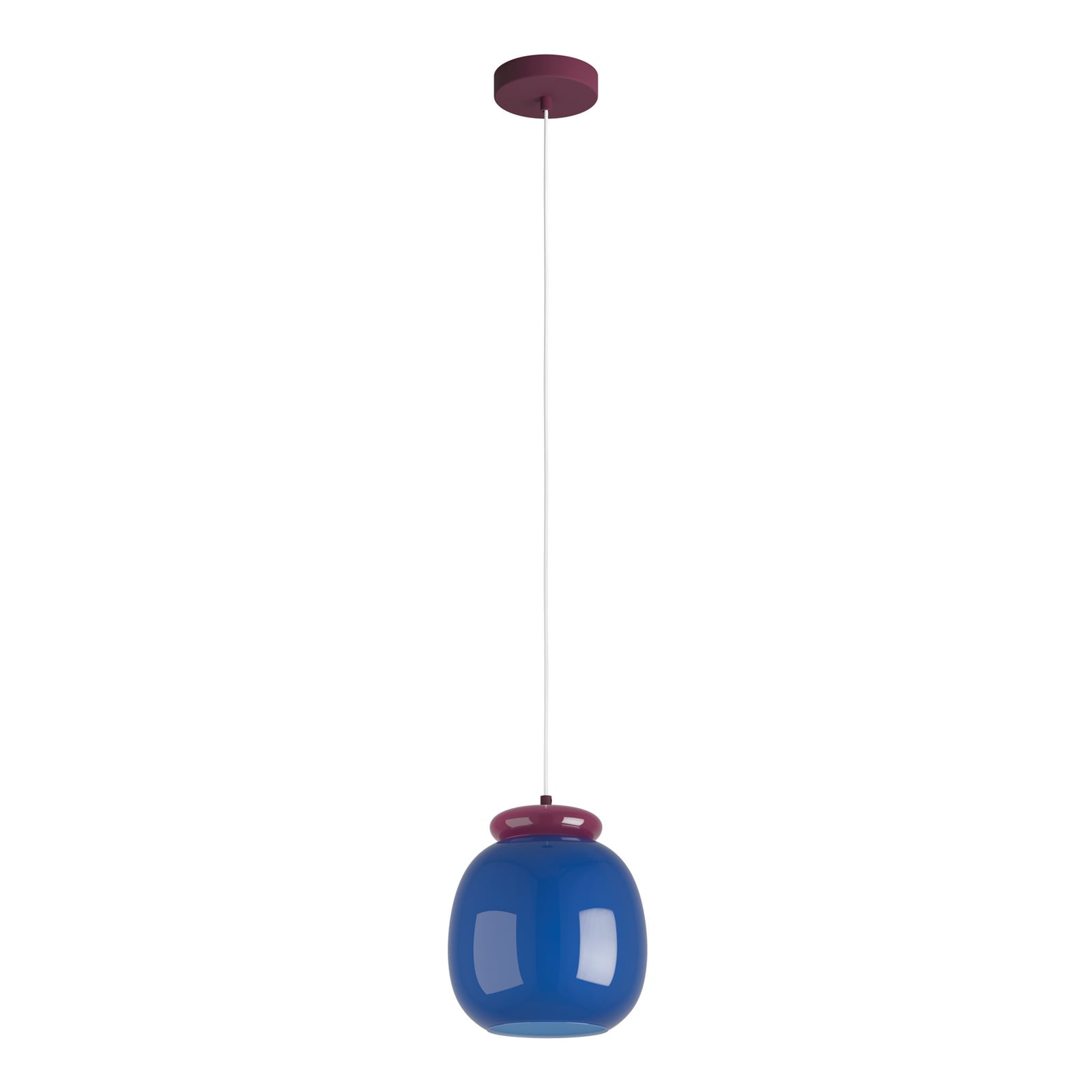 Hängeleuchte Berardelli, blau/maulbeere, Ø 23 cm, Glas, E27