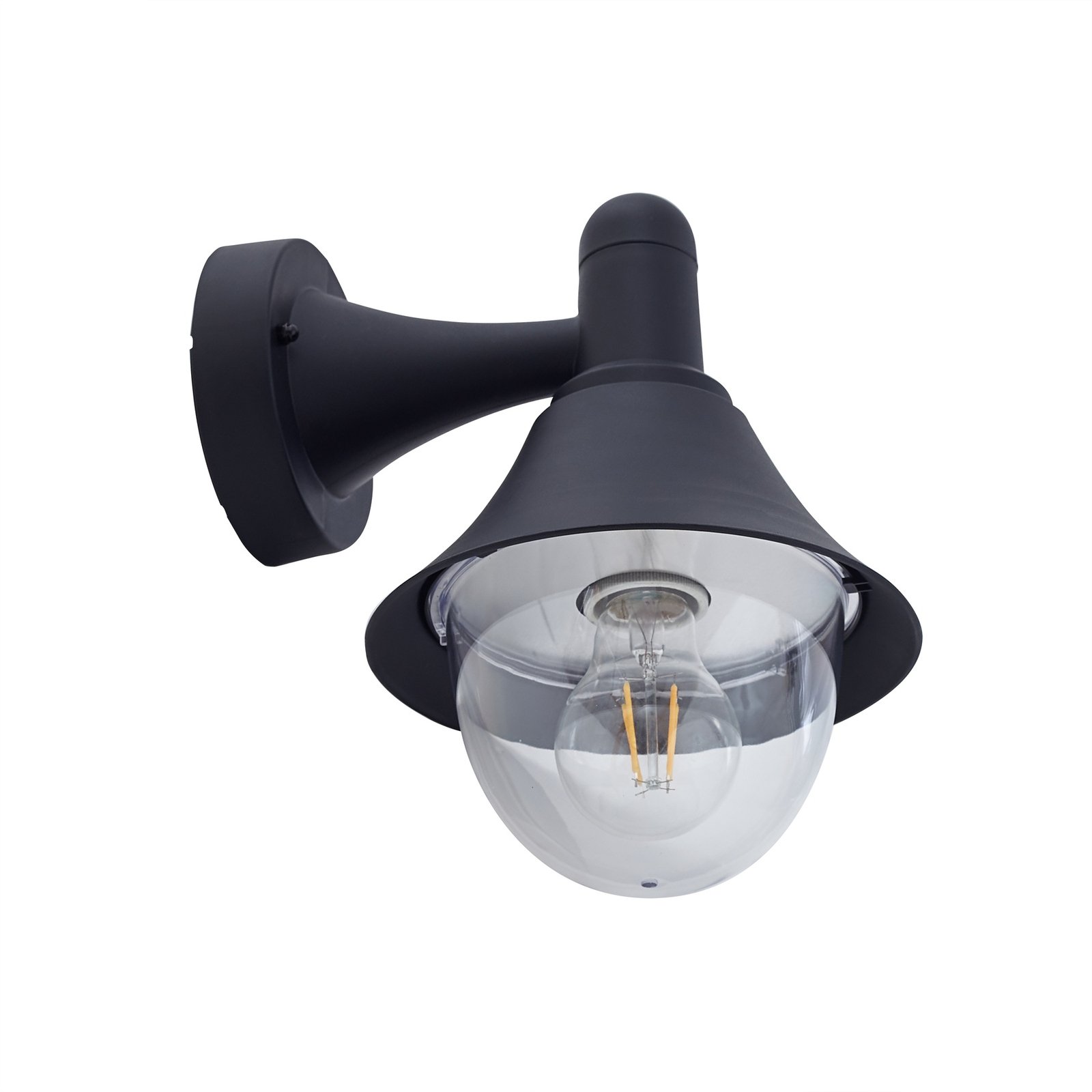 Lindby Keicy buitenwandlamp, zwart, kunststof, IP44