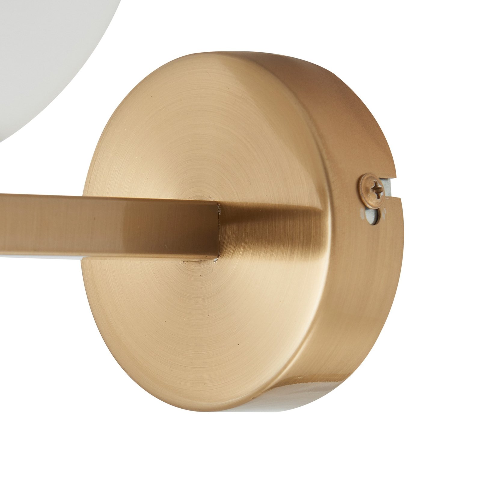 Lucande wall light Bidolo, brass-coloured, glass, 12 cm, IP44