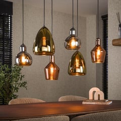 Lampada a sospensione Mixtura, a 6 luci, vetro, metallo, multicolore