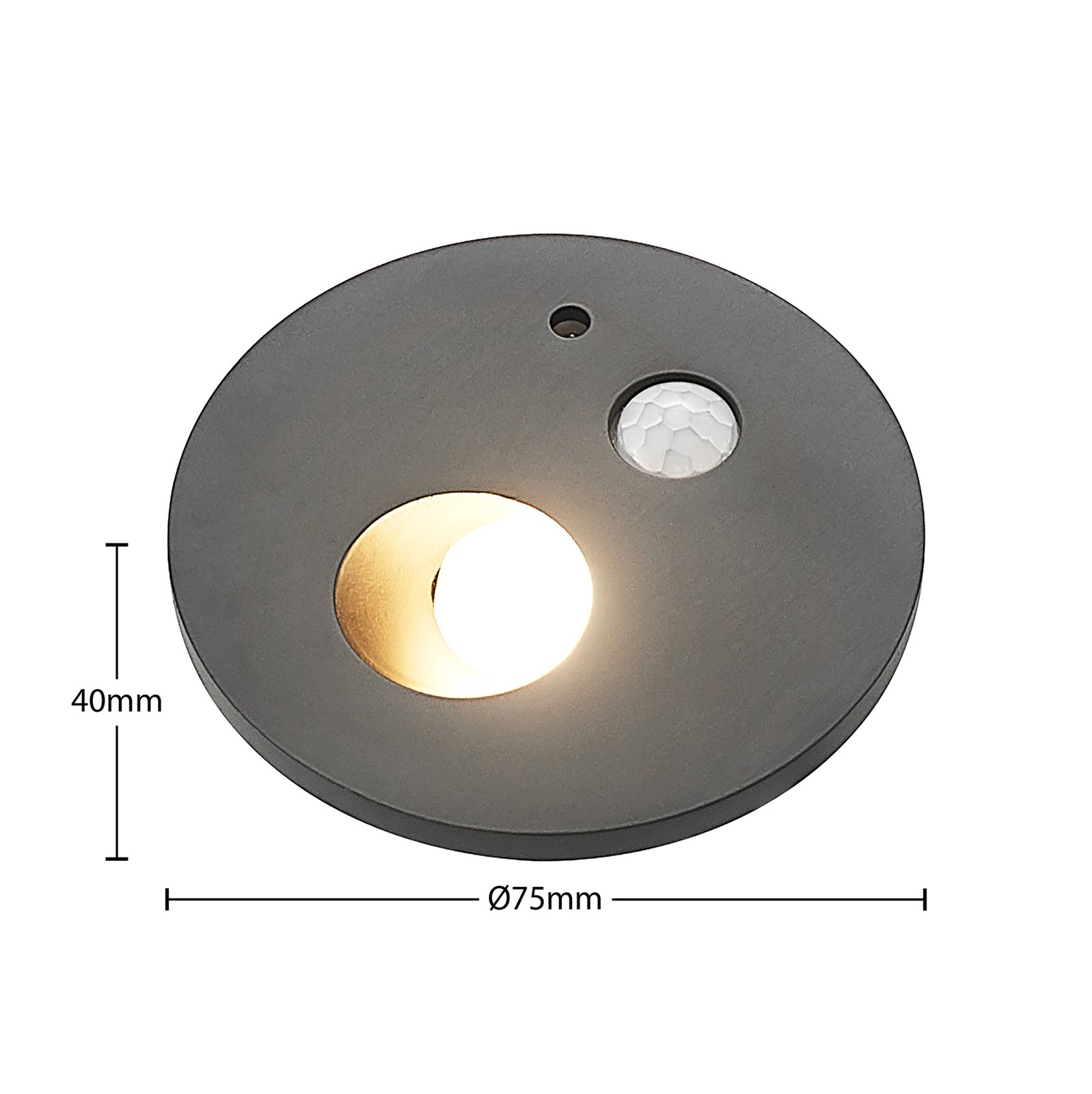 Neru Round LED Built-in Wall Lamp w/Sensor Black - Arcchio