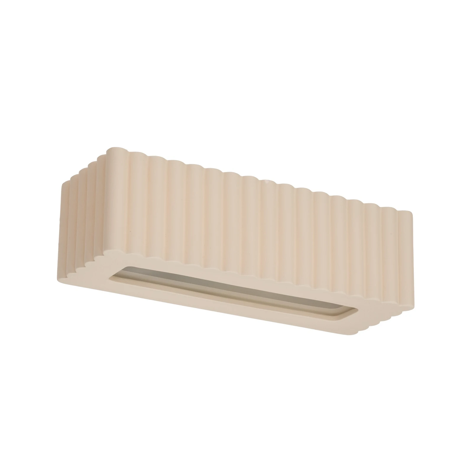 Rigata-seinävalaisin, beige, keraaminen, pituus 34 cm, valo ylös/alas