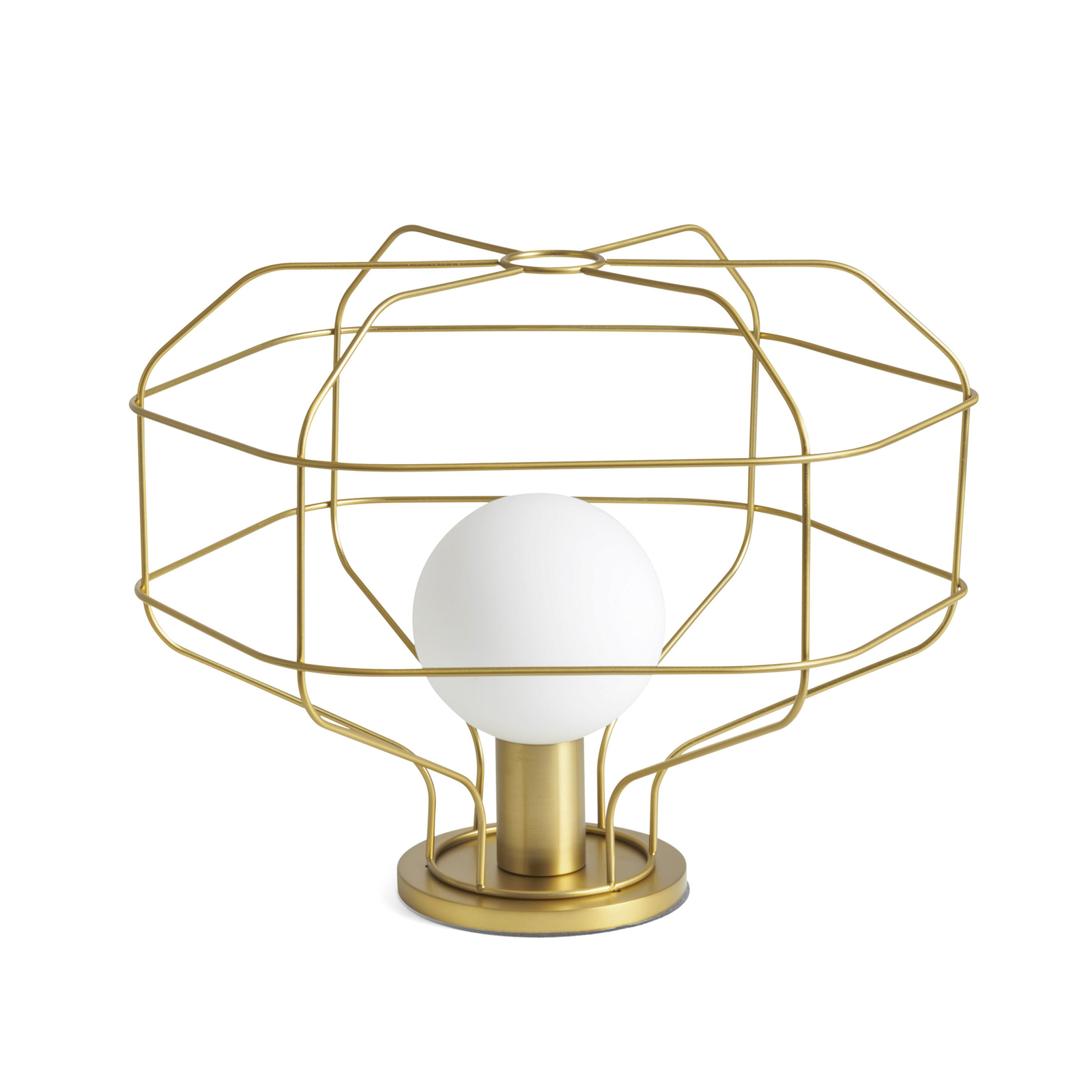 Wire table lamp, gold, metal cage, 40 x 33 cm, dimmable