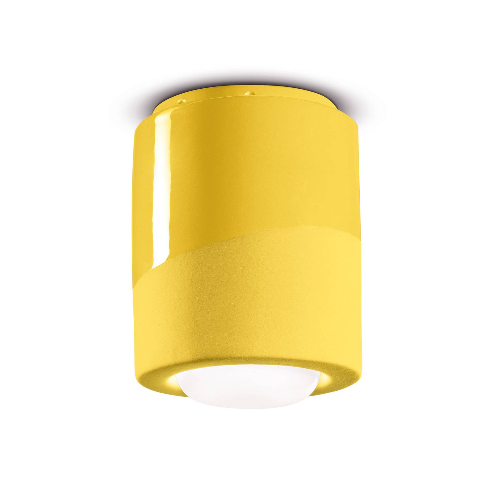 Ferroluce Taklampe PI sylindrisk Ø 12,5 cm gul