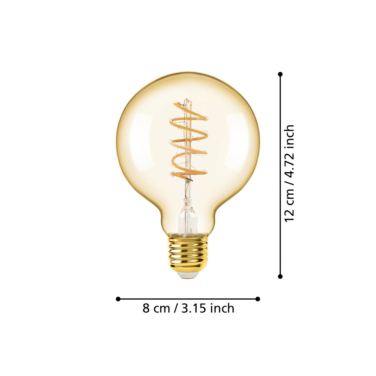LED-Globelampe E27 4W amber Ø 8 cm