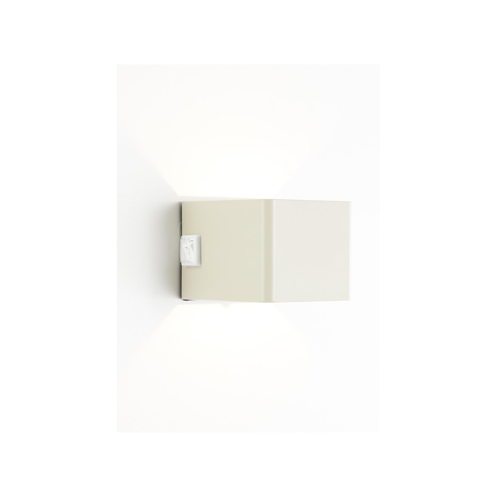 LED oppladbar utendørs vegglampe Iseo, beige, bredde 10 cm, sensor